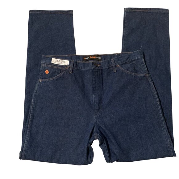 Wrangler Mens Flame Resistant Blue Jeans Relaxed Fit Sz 38x36 FR13MWZ HRC2/2112 - Picture 8 of 14